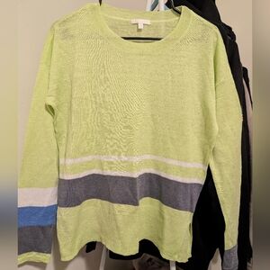 Lisa Todd Lime Green Striped Sweater